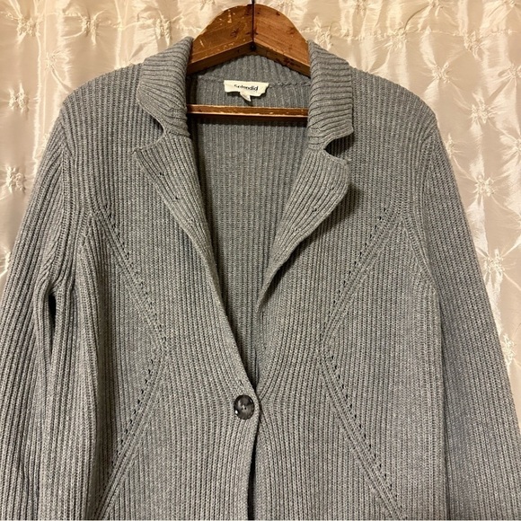 Splendid Charlotte Knit Blazer Mid Heather Grey Button Cardigan Sweater Jacket - Picture 4 of 14